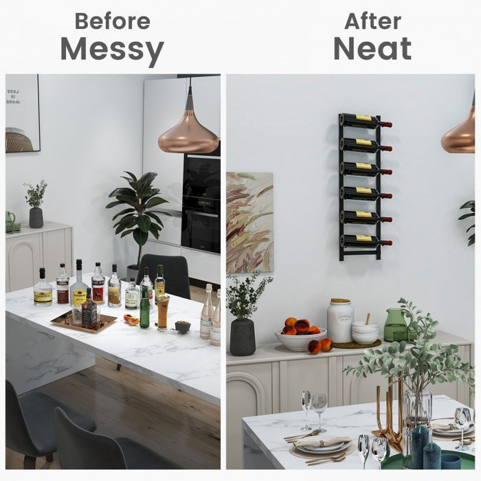 Black Wall Hanging Wine Rack - Suitable for Living Room and Dining Room