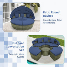 Load image into Gallery viewer, Costway Navy Blue Outdoor Daybed with Canopy - Features Retractable Canopy and Cushions
