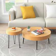 Load image into Gallery viewer, Modern Minimalist Round Solid Wood Coffee Table Set - 2-Piece, Ideal for Living Room
