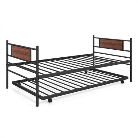 Industrial-Style Metal Sofa Bed Frame with Pull-Out Bed