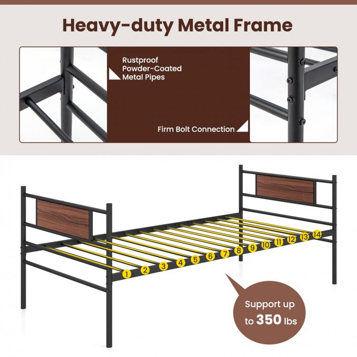 Industrial-Style Metal Sofa Bed Frame with Pull-Out Bed