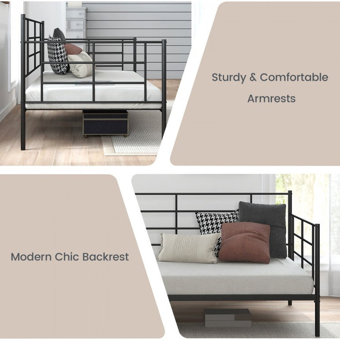Multi-Functional Industrial-Style Metal Sofa Bed Frame