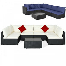 Load image into Gallery viewer, Costway 7-Piece Section Couch Set with Glass Coffee Table - Suitable for Backyard, Garden, and Party Gatherings
