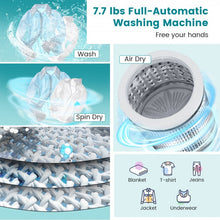 Charger l&#39;image dans la galerie, 7.7 lbs Portable Blue/White Fully Automatic Washing Machine
