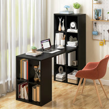 Charger l&#39;image dans la galerie, Modern Black Bedroom Desk with Bookshelves for Office Computer
