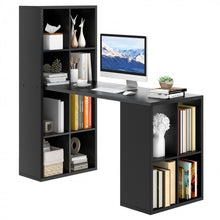 Charger l&#39;image dans la galerie, Modern Black Bedroom Desk with Bookshelves for Office Computer
