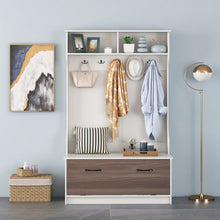 Load image into Gallery viewer, 3-in-1 Living Room, Hallway, Bedroom Coat Rack Cabinet with Bench and Hooks
