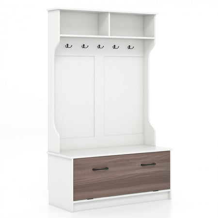3-in-1 Living Room, Hallway, Bedroom Coat Rack Cabinet with Bench and Hooks
