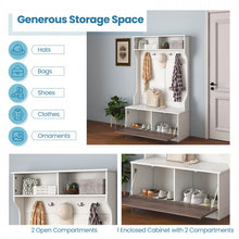 Load image into Gallery viewer, 3-in-1 Living Room, Hallway, Bedroom Coat Rack Cabinet with Bench and Hooks
