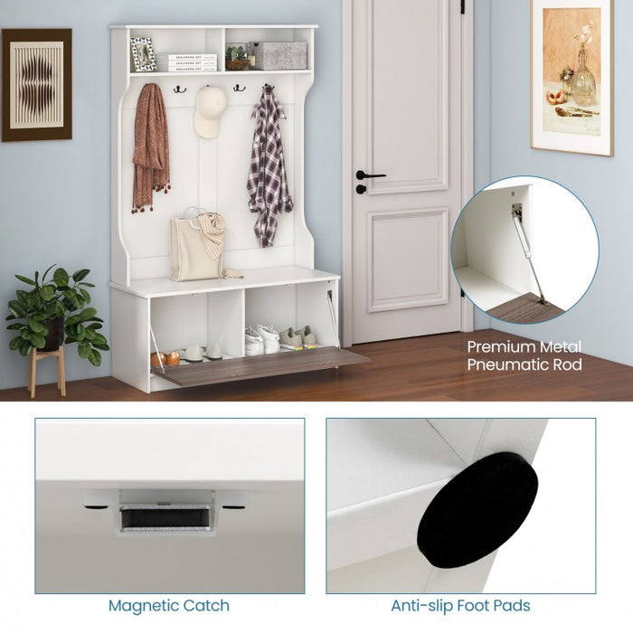 3-in-1 Living Room, Hallway, Bedroom Coat Rack Cabinet with Bench and Hooks