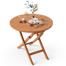 Load image into Gallery viewer, Costway Outdoor Wood Round Dining Table Folding Coffee Table - Suitable for Patio, Backyard, Garden, and Pool
