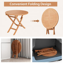 Load image into Gallery viewer, Costway Outdoor Wood Round Dining Table Folding Coffee Table - Suitable for Patio, Backyard, Garden, and Pool
