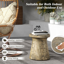 Load image into Gallery viewer, Costway Outdoor Natural Wood-Look Small Side Table with Stump Design - Suitable for Patio, Garden, and Porch
