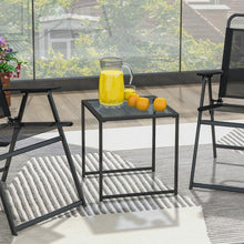 Load image into Gallery viewer, Costway Black Side Table with Glass Top - Coffee Table Suitable for Living Room, Cafe, and Garden
