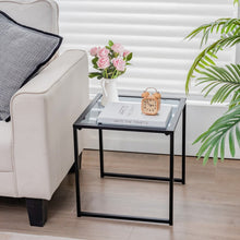 Load image into Gallery viewer, Costway Black Side Table with Glass Top - Coffee Table Suitable for Living Room, Cafe, and Garden
