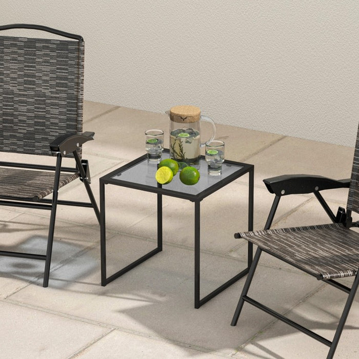 Costway Black Side Table with Glass Top - Coffee Table Suitable for Living Room, Cafe, and Garden
