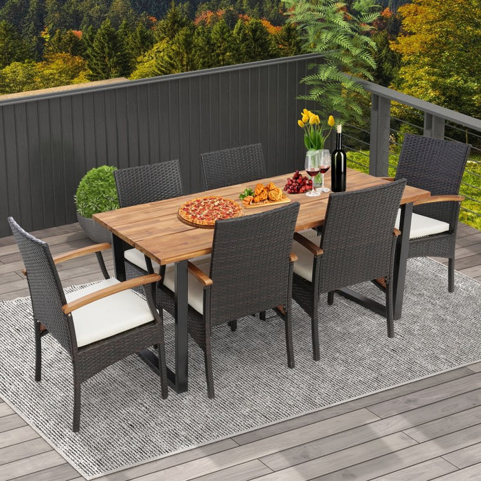 7-Piece Outdoor Patio Rattan Dining Set