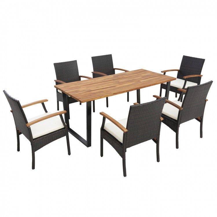 7-Piece Outdoor Patio Rattan Dining Set