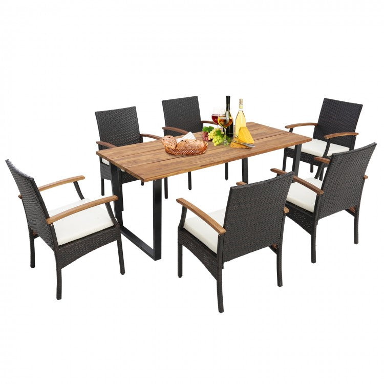 7-Piece Outdoor Patio Rattan Dining Set