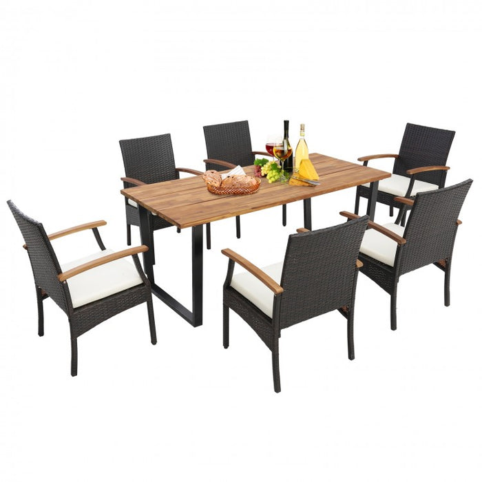 7-Piece Outdoor Patio Rattan Dining Set