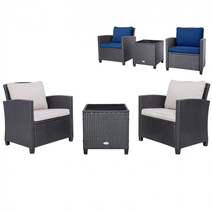 3-Piece Outdoor Patio Furniture Set with Built-in Cushions