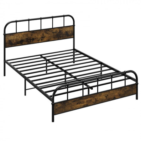 Country-Style Vintage Metal Bed Frame with Headboard