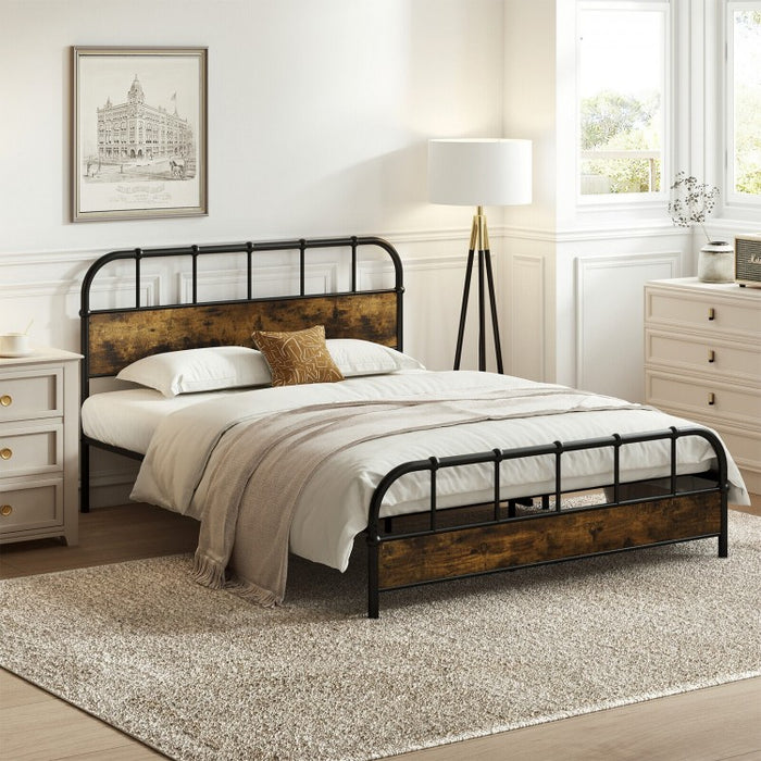 Country-Style Vintage Metal Bed Frame with Headboard