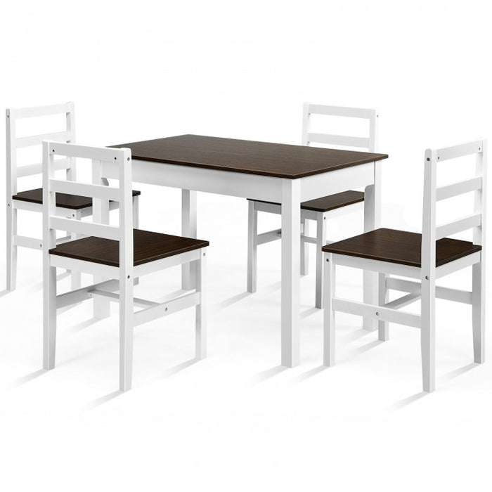 Farmhouse Dining Room Sets with Built-in Rectangular Table and 4 Chairs - Suitable for Kitchen and Restaurant