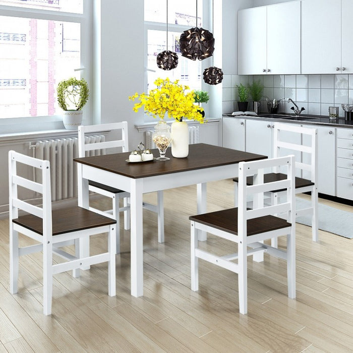 Farmhouse Dining Room Sets with Built-in Rectangular Table and 4 Chairs - Suitable for Kitchen and Restaurant