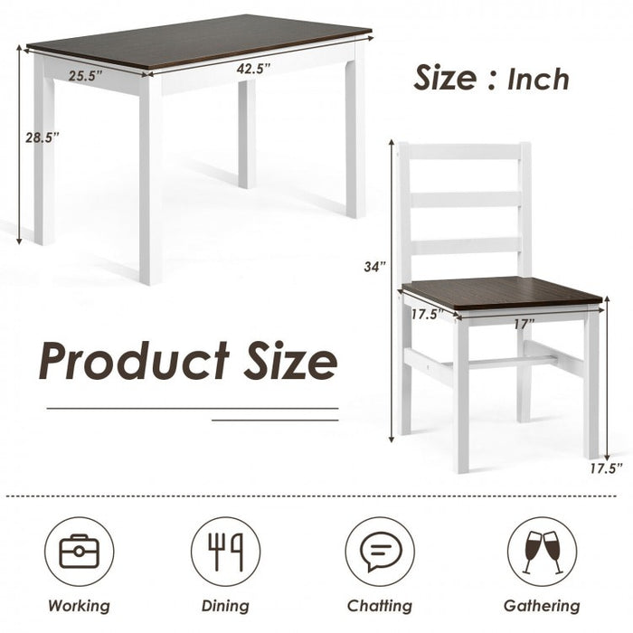 Farmhouse Dining Room Sets with Built-in Rectangular Table and 4 Chairs - Suitable for Kitchen and Restaurant