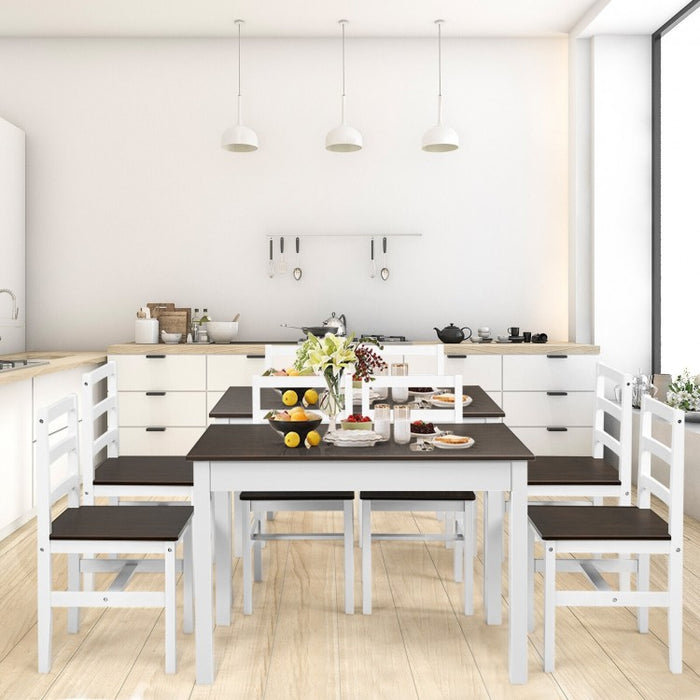 Farmhouse Dining Room Sets with Built-in Rectangular Table and 4 Chairs - Suitable for Kitchen and Restaurant