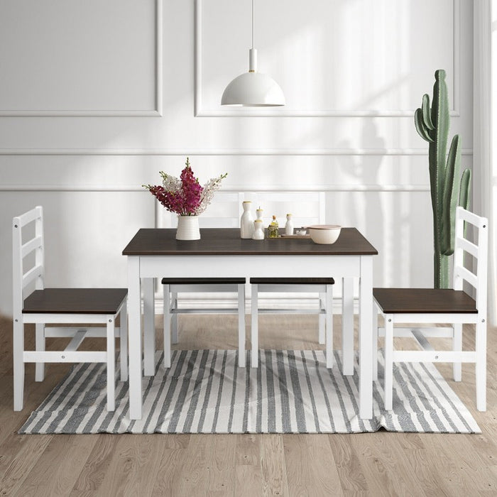 Farmhouse Dining Room Sets with Built-in Rectangular Table and 4 Chairs - Suitable for Kitchen and Restaurant