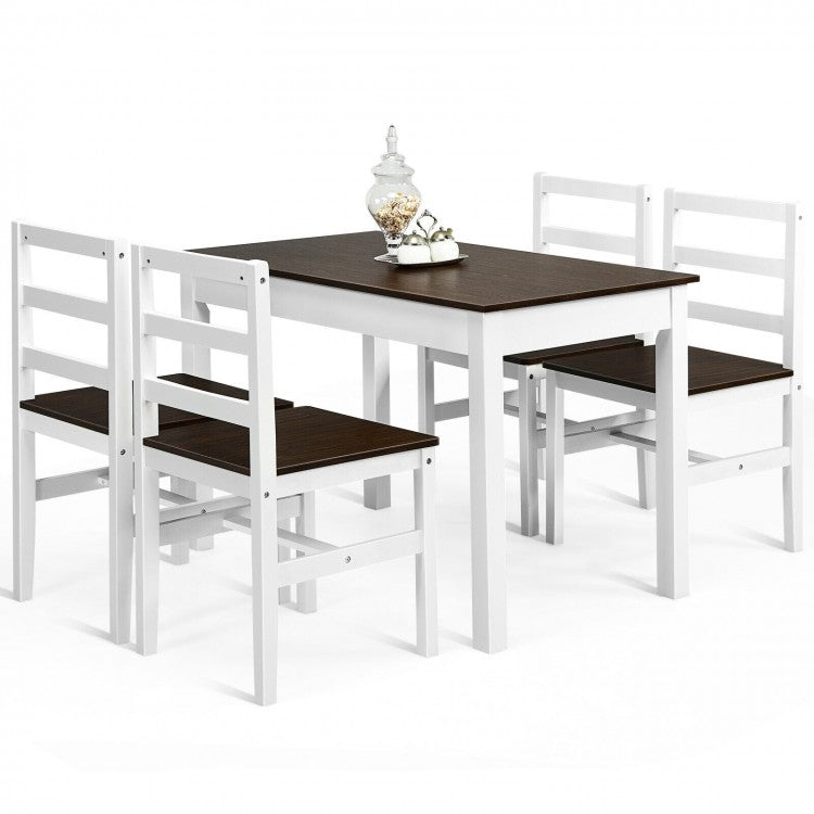 Farmhouse Dining Room Sets with Built-in Rectangular Table and 4 Chairs - Suitable for Kitchen and Restaurant