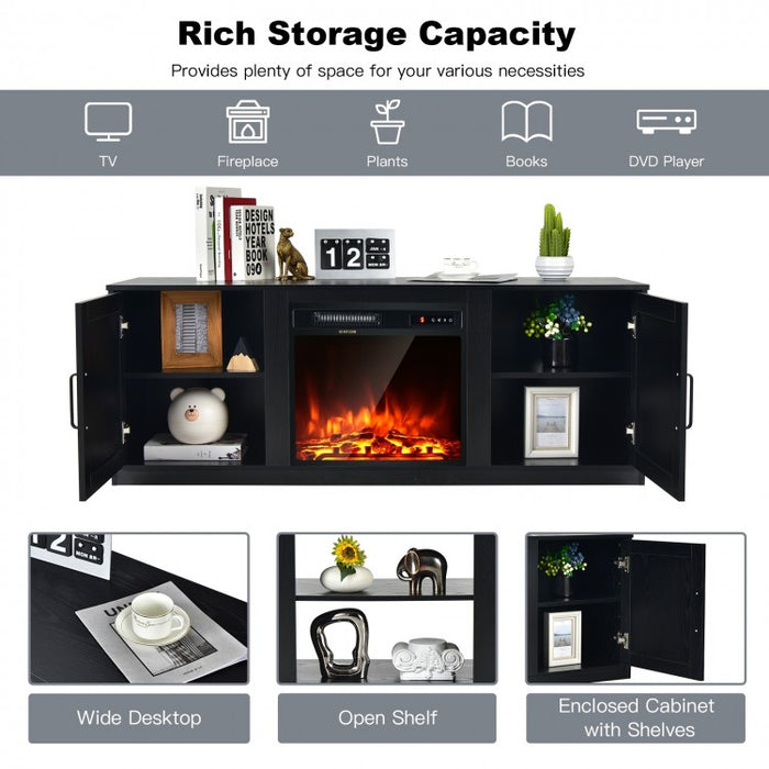 58-inch TV Stand with Storage Cabinets, Fits up to 65-inch TV