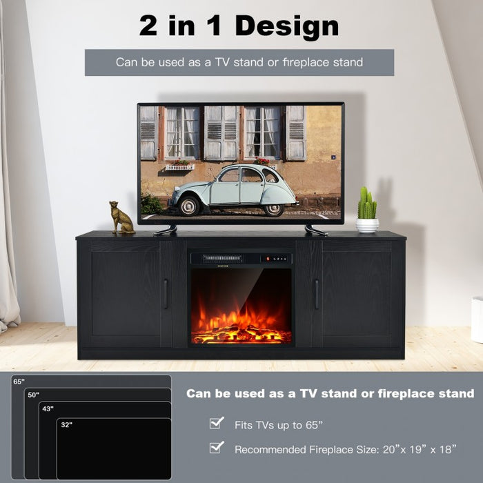 58-inch TV Stand with Storage Cabinets, Fits up to 65-inch TV