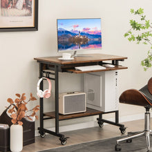 Load image into Gallery viewer, Rolling Computer Desk with Pullout Keyboard Tray for Office
