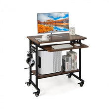 Load image into Gallery viewer, Rolling Computer Desk with Pullout Keyboard Tray for Office
