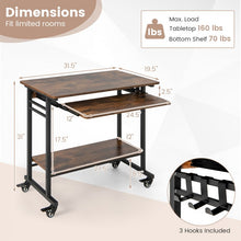 Load image into Gallery viewer, Rolling Computer Desk with Pullout Keyboard Tray for Office
