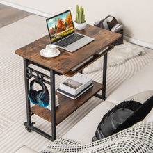 Load image into Gallery viewer, Rolling Computer Desk with Pullout Keyboard Tray for Office
