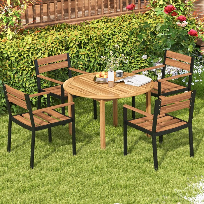 Costway Vintage Elegant Round Dining Table Set for 4 - Suitable for Patio and Garden