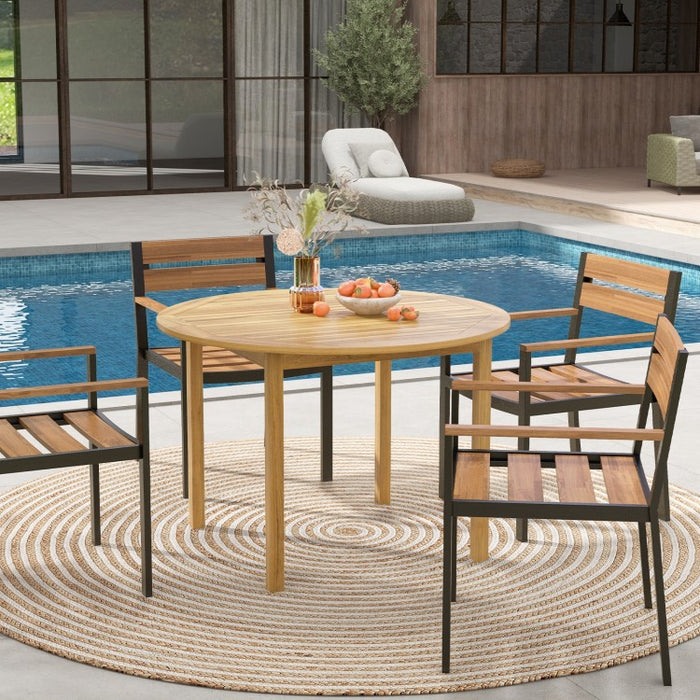 Costway Vintage Elegant Round Dining Table Set for 4 - Suitable for Patio and Garden