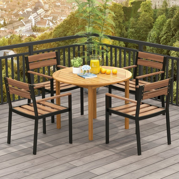 Costway Vintage Elegant Round Dining Table Set for 4 - Suitable for Patio and Garden