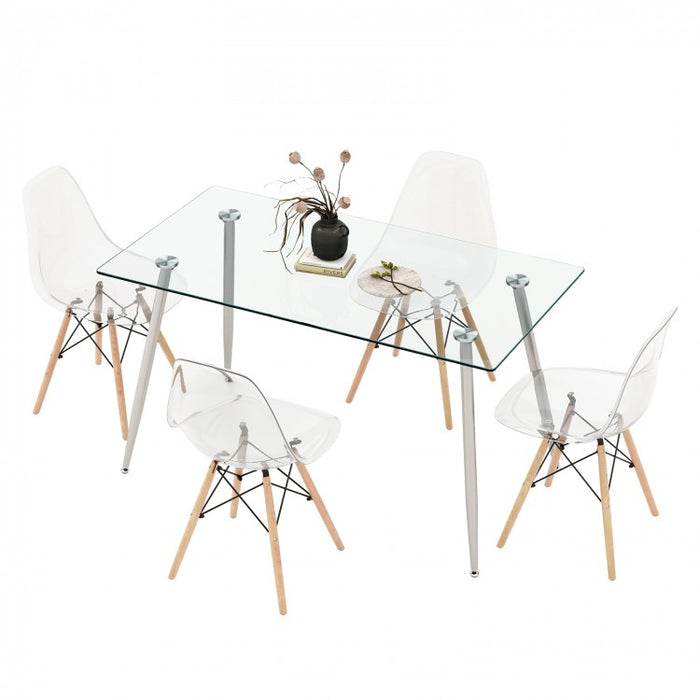 Minimalist Dining Table Set for 4 with 4 Chairs - Suitable for Restaurant and Cafe