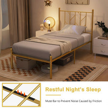 Charger l&#39;image dans la galerie, Modern Minimalist Golden Elegant Metal Bed Frame

