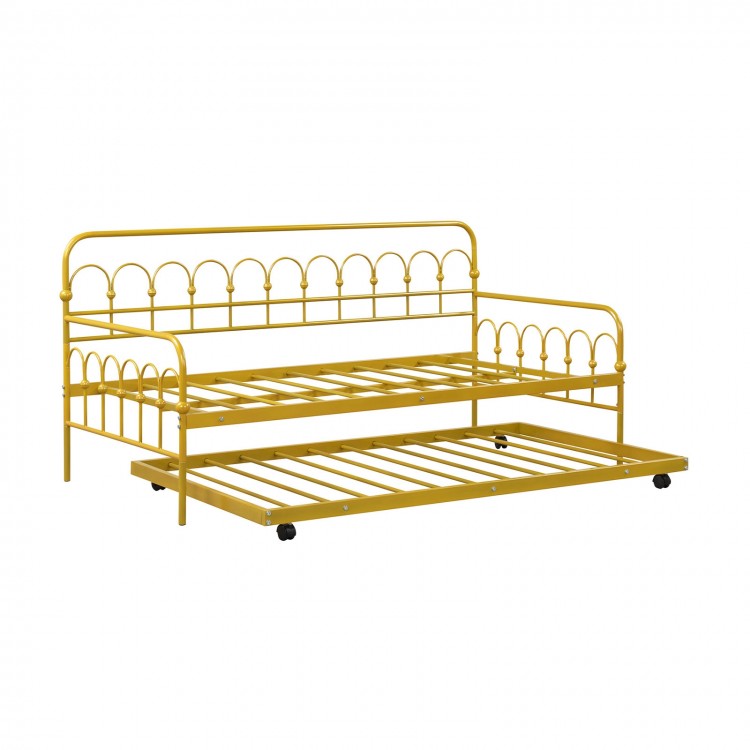 Modern Minimalist Golden Metal Sofa Bed Frame with Pull out Trundle