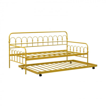 Modern Minimalist Golden Metal Sofa Bed Frame with Pull out Trundle