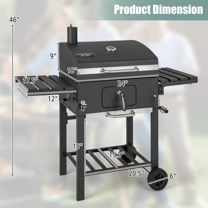 Outdoor Patio/Camping Folding Side Table with Charcoal Grill Barbecue