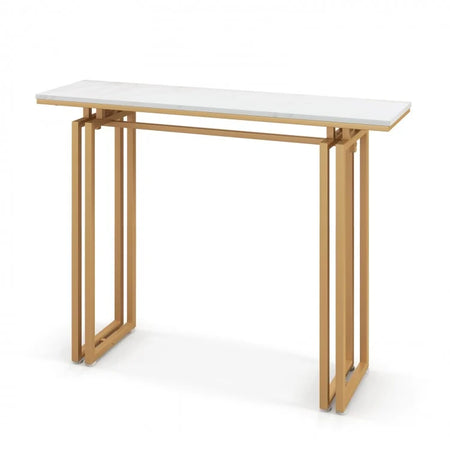 43.5 Inch Artificial Marble Entryway Console Table with Heavy Duty Metal Frame