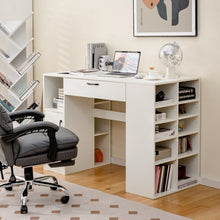 Load image into Gallery viewer, White Office Computer Desk with Adjustable Shelving and Drawers
