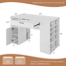 Load image into Gallery viewer, White Office Computer Desk with Adjustable Shelving and Drawers
